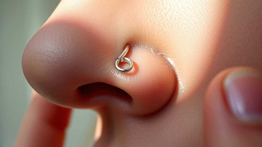 manage stuck nose ring