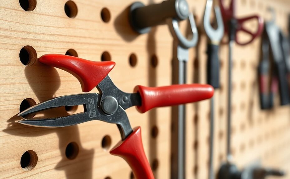 pliers organization on pegboard
