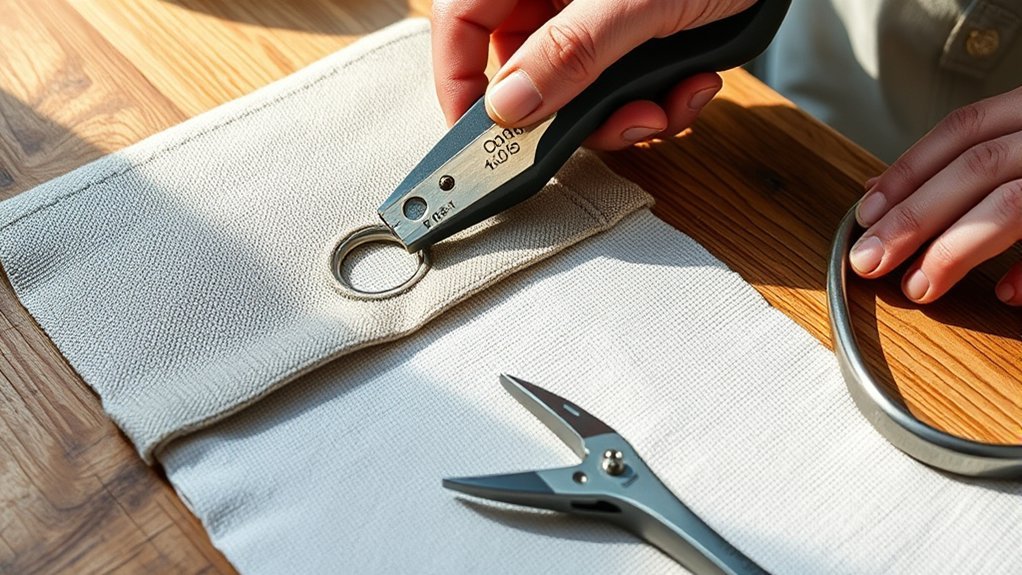 prepare fabric for grommets