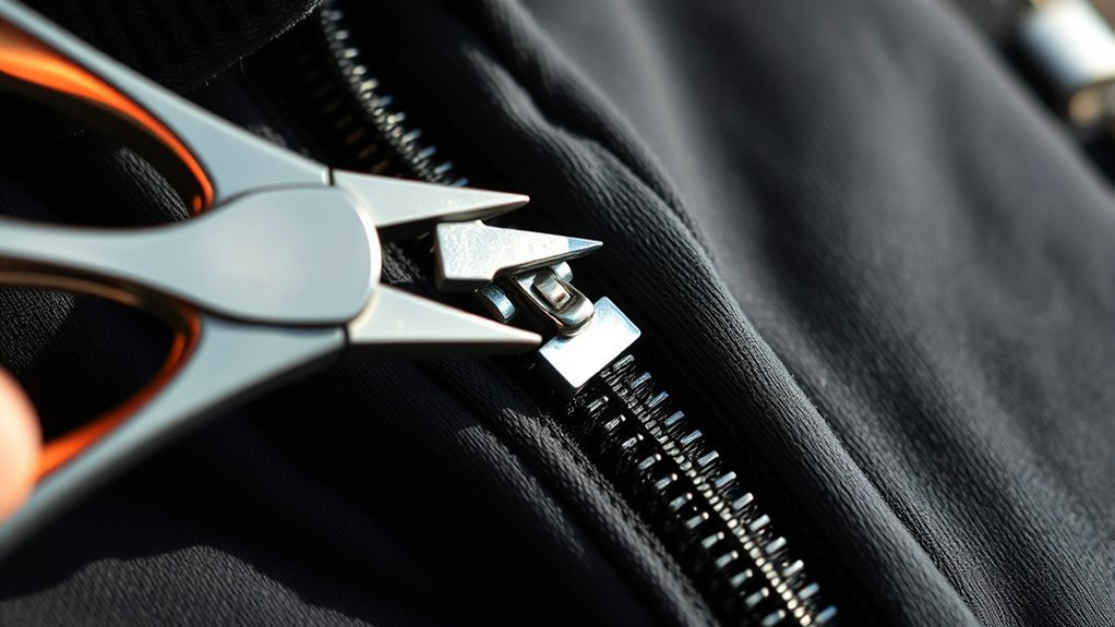 realign zipper teeth carefully
