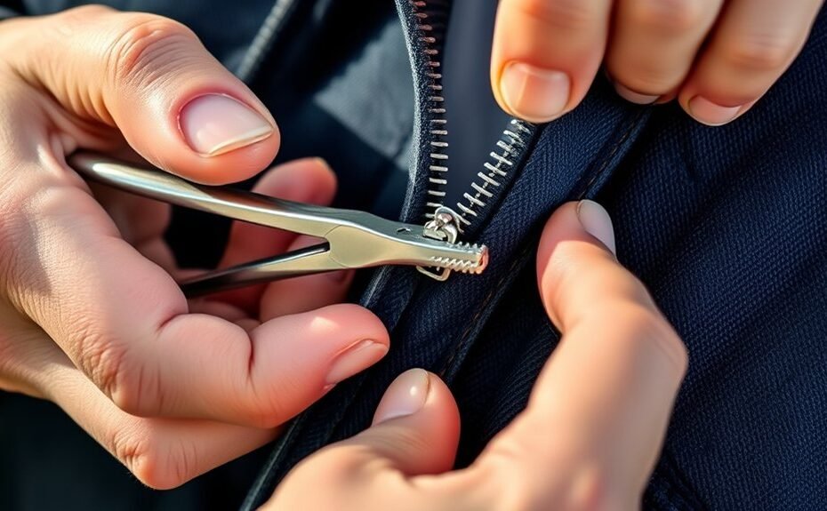 repair zipper using pliers