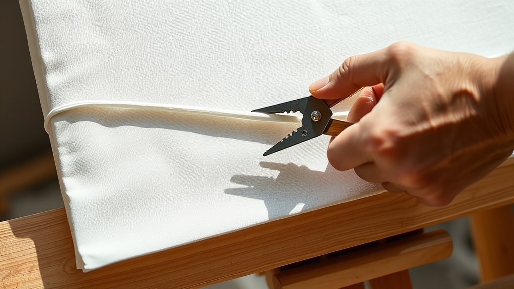 secure canvas evenly tension