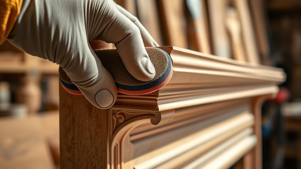 fine sanding tight edges meticulously