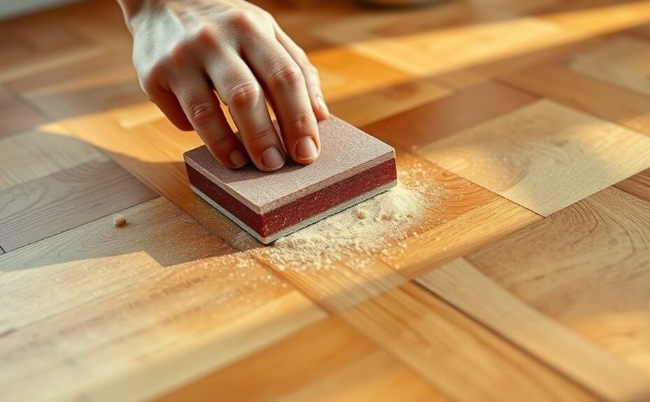 hand sand a parquet floor