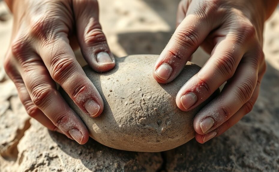 hand sand rock surfaces carefully
