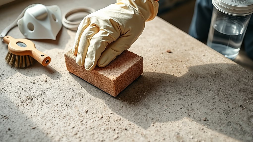 hand sanding concrete safety tools