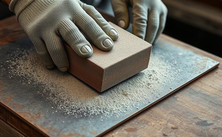 hand sanding metal manually steps