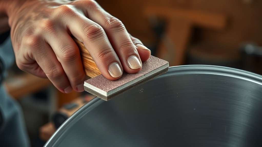 hand sanding preserves patina and control
