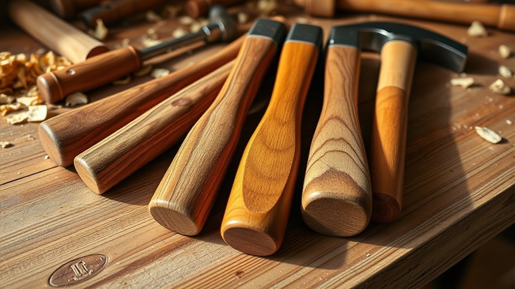 hickory or ash with straight grain