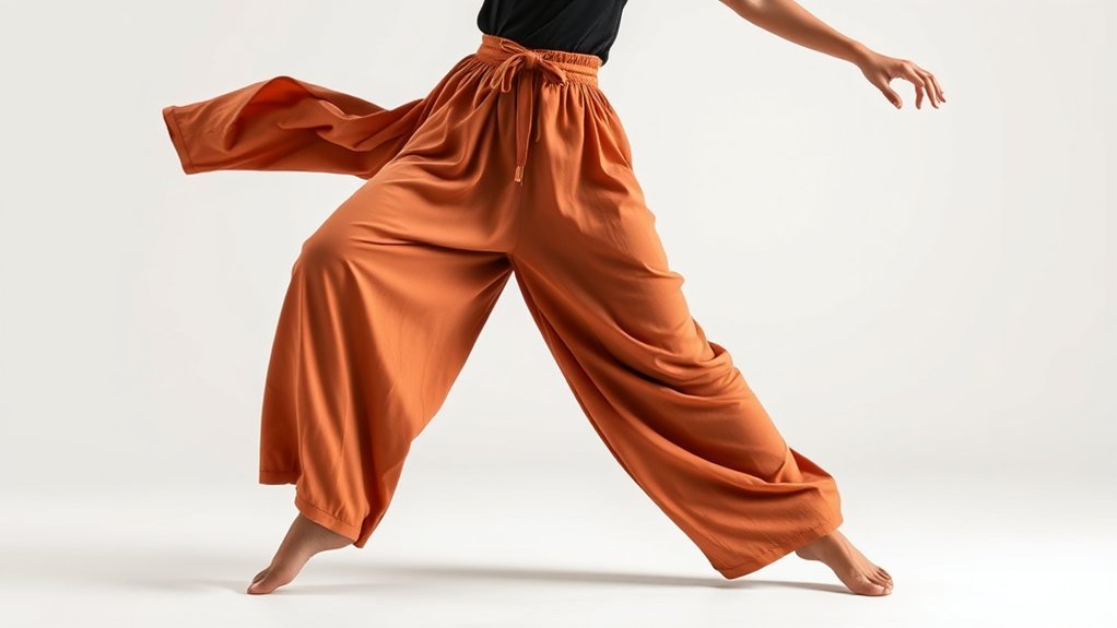 loose billowy hammer pants enhance dynamic dance moves