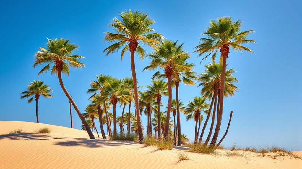 palm trees tolerate sandy soil frequent moderate irrigation