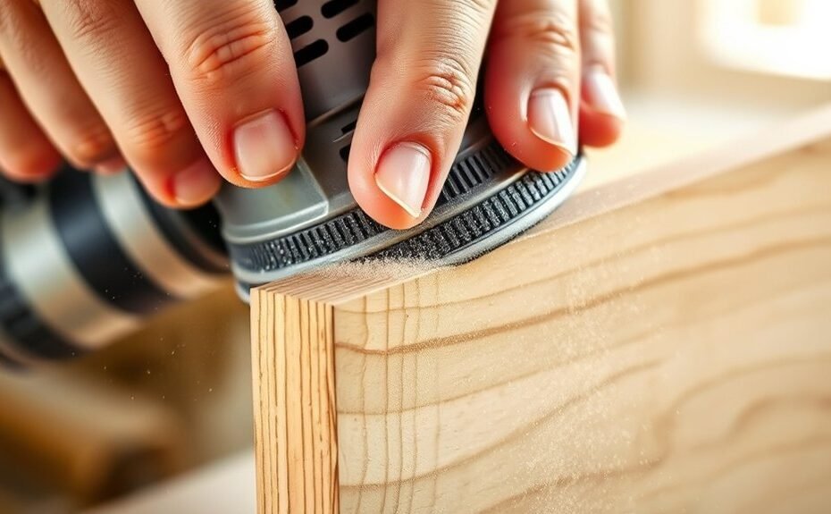 sand corners using orbital sander