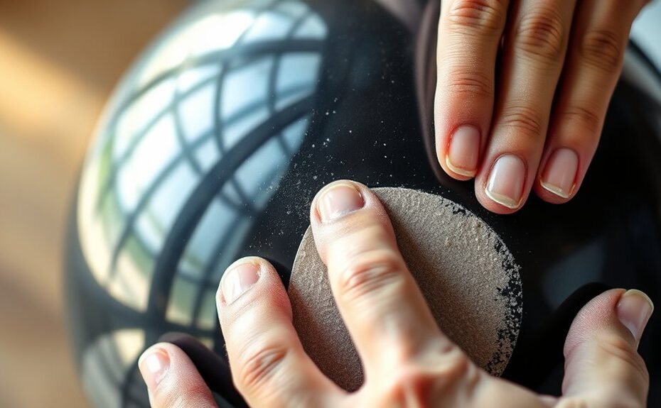sanding a bowling ball manually