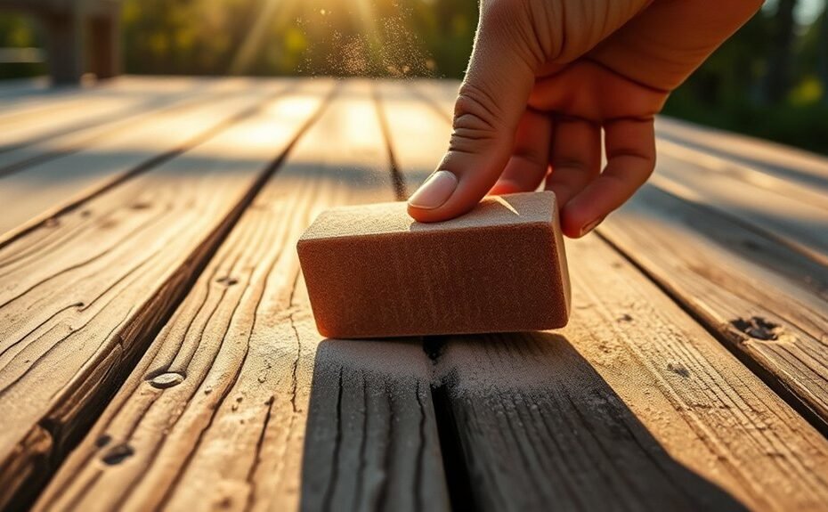 sanding a deck by hand