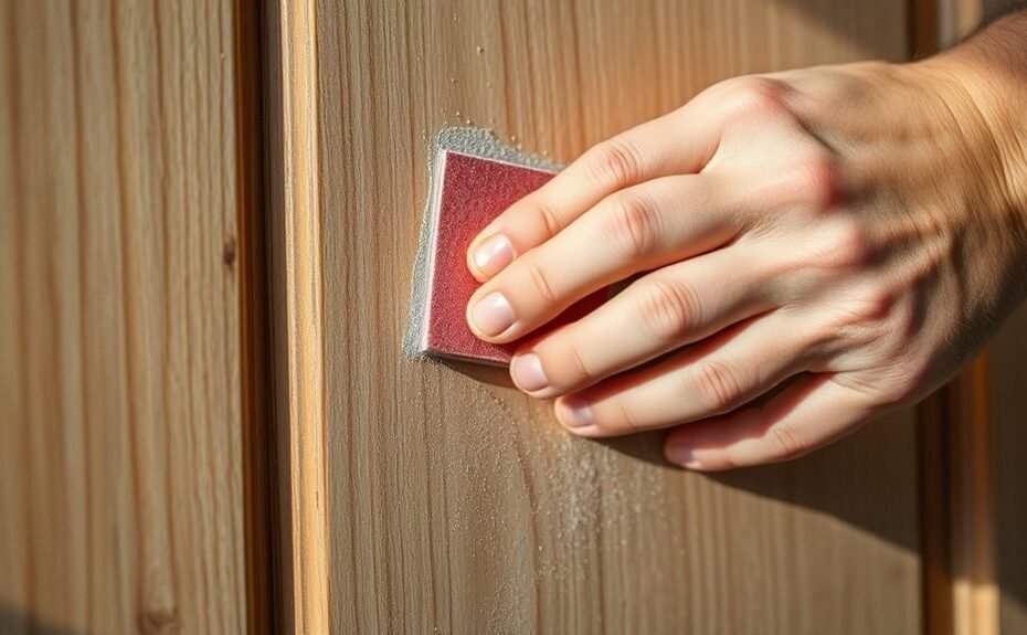 sanding a door manually by hand
