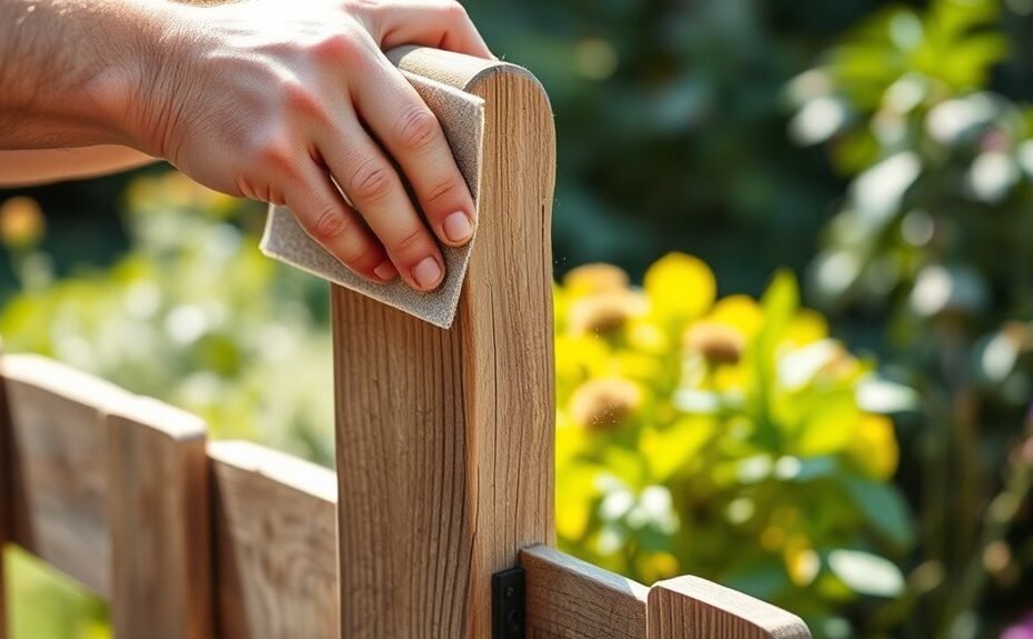 sanding a fence by hand