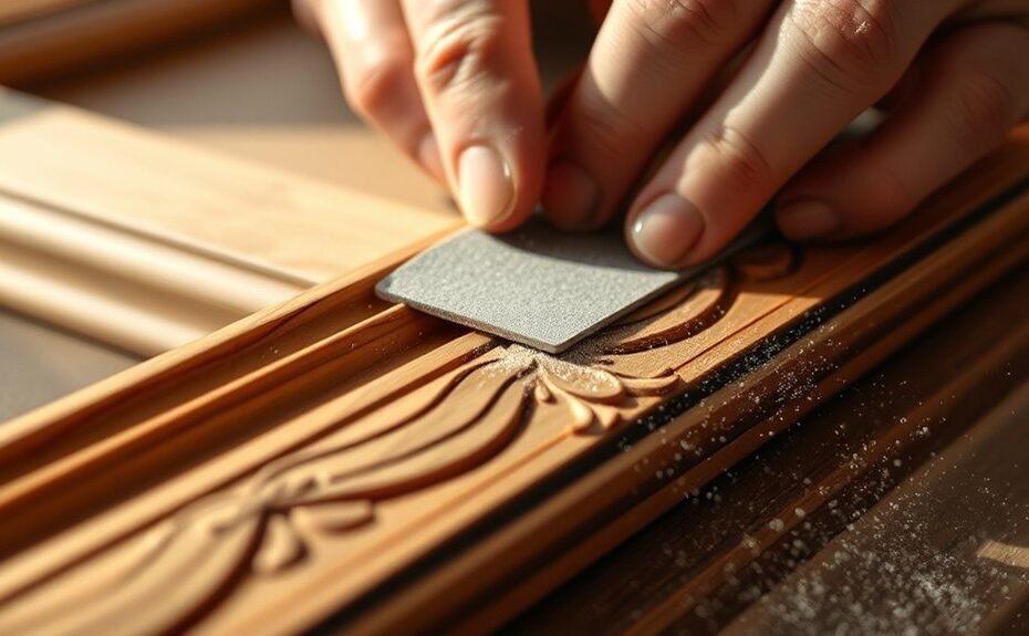 sanding intricate door trim