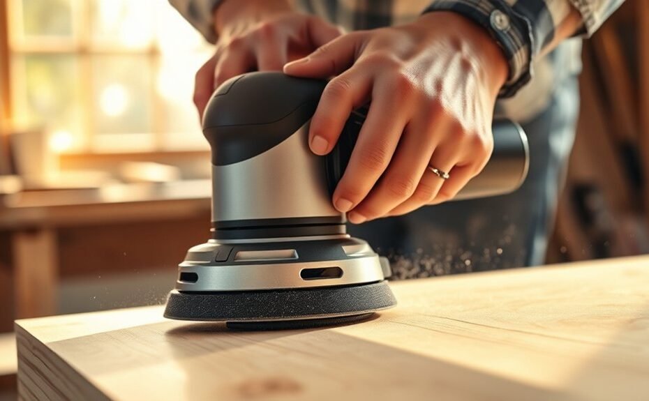 sanding plywood with orbital sander