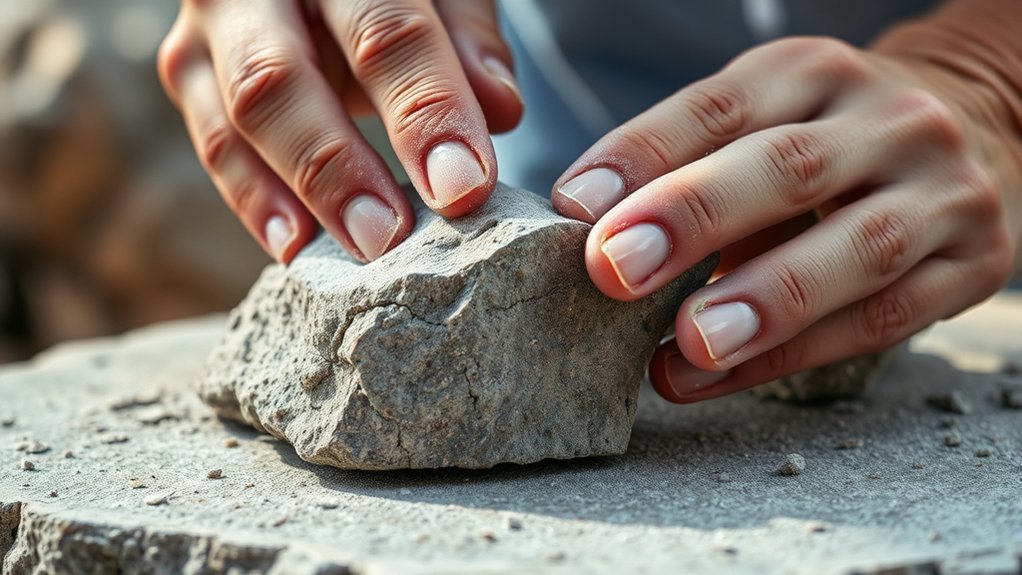 sanding rocks with progressively finer grits