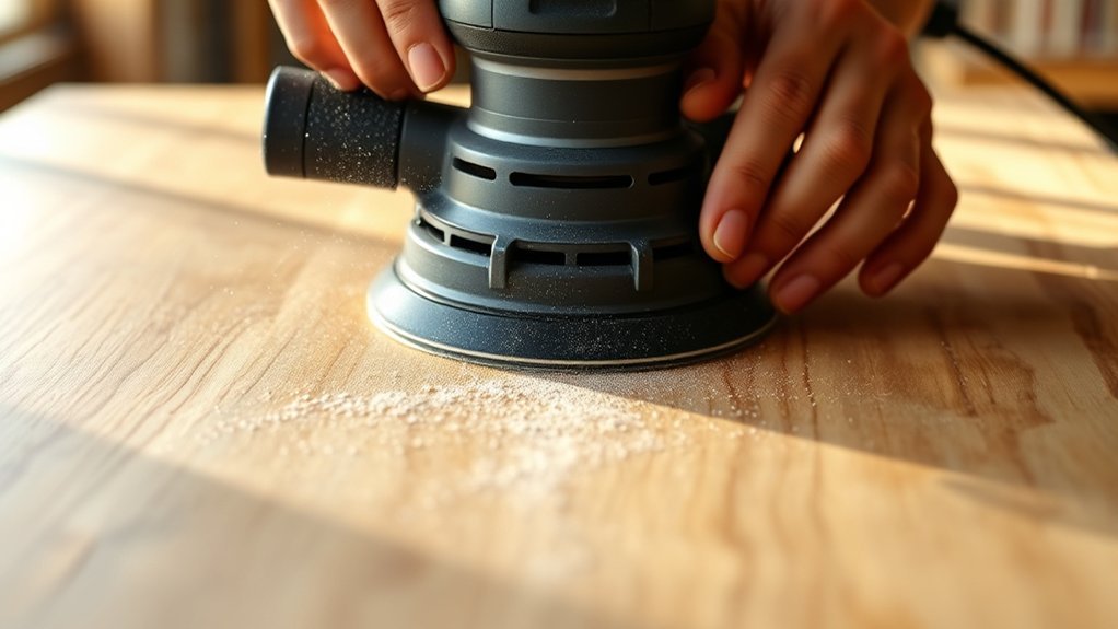 secure table smooth orbital sanding