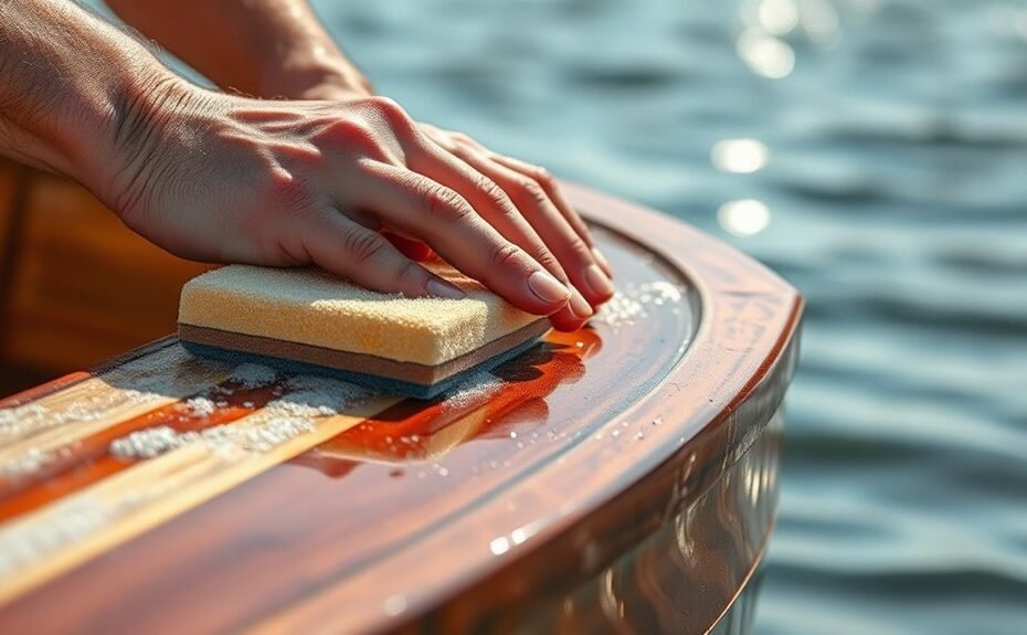 wet sanding a boat by hand