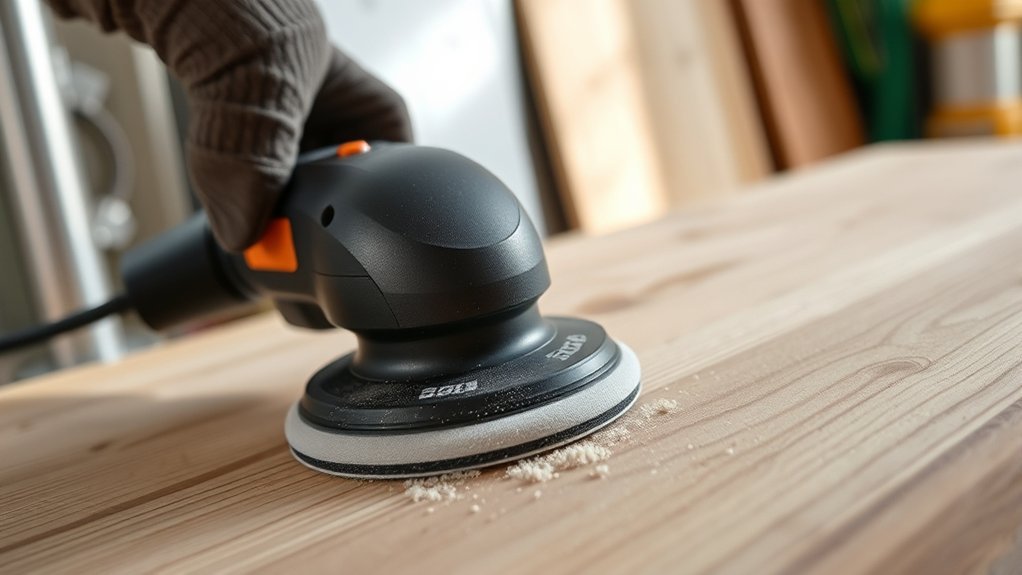 wood metal plastics sanded efficiently with orbital sander